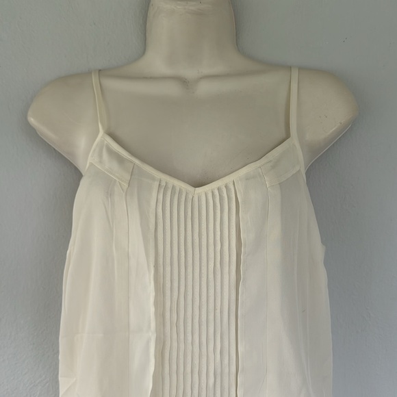 Jessica Simpson white semi sheer spaghetti strap pleated front tank top medium - Picture 4 of 12